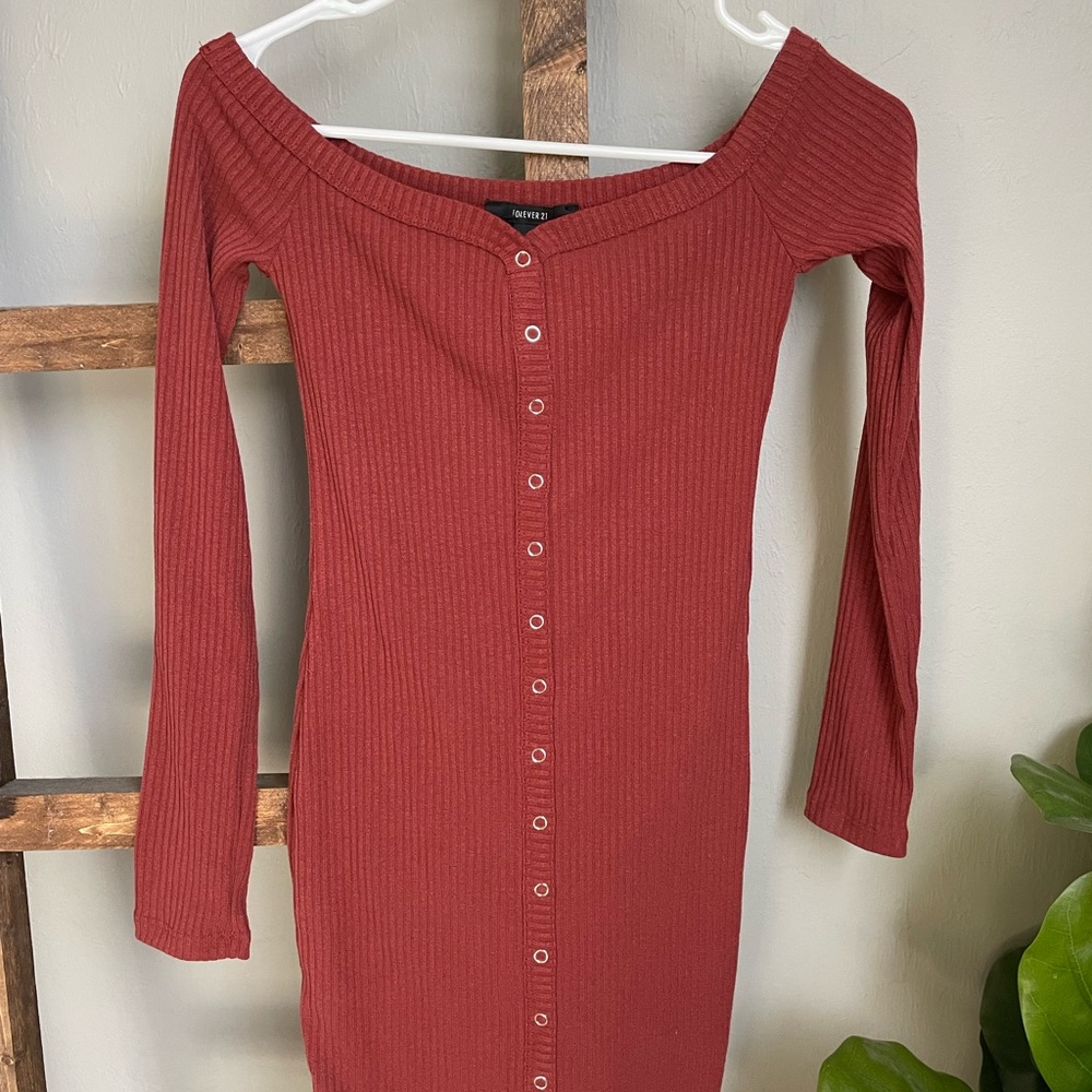 NWT Forever 21 off the shoulder brick Mini dress - S